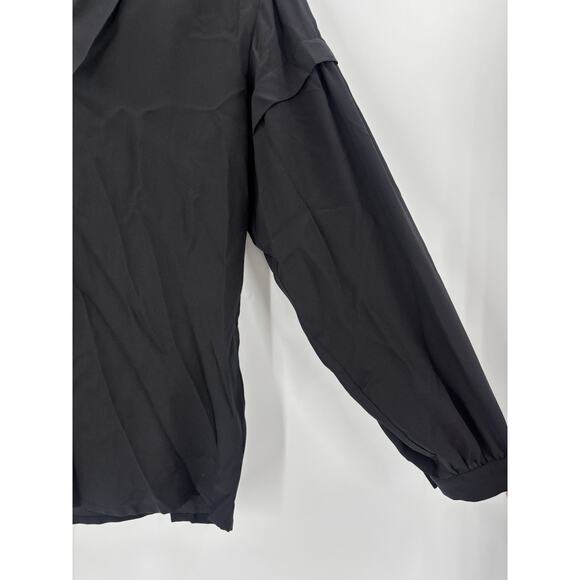 Ba&sh Button Up Shirt Womens Small Black Long Sleeves 100% Silk Collared V Neck - Picture 2 of 16